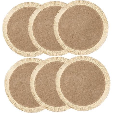 pièces Set Table Ronds Jute Lavables Nappes Tissées Résistantes Chaleur pour Protection de Table sous Assiettes et Coupes pour Cuisine et Salle à Manger (1/5)