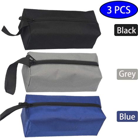 Pack fermetures éclair utilitaire impermeabile en Tissu pochettes/plus petite des vis clous outils les organisateurs Bourse/ Trousse boulons et écrous sac Régler, 3 Pcs (1/5)