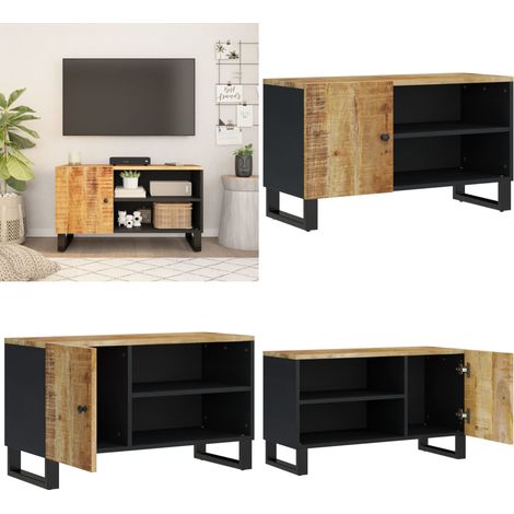 TV-Schrank 80x33x46 cm Massivholz Mango & Holzwerkstoff - TV Schrank - Mangoholz - Wohnraum - Wohnzimmermöbel - Regal - Home & Living (1/5)