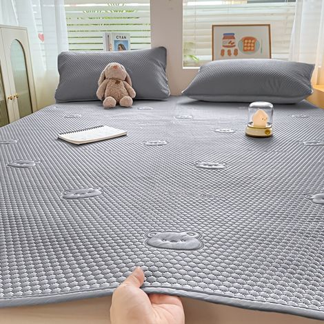 Matelas de lit en billes de gel – Couleur unie, confortable et respirant – Doux pour la peau, sans oreiller ni taie – Lavable en machine, facile d’entretien-Gris foncé-150200cm (1/2)