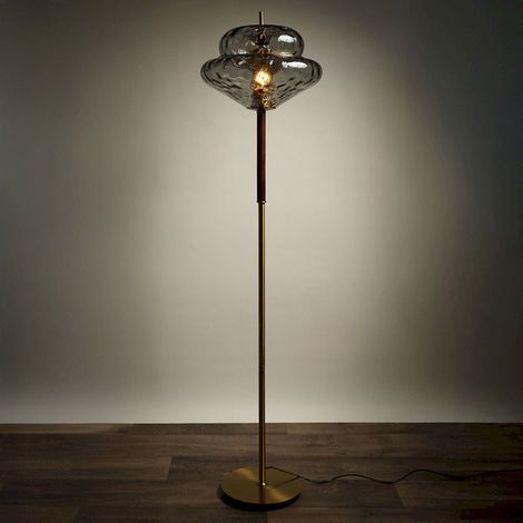 Lampadaire Osana Led Verre fumée gris métal 45x45x160cm (1/4)