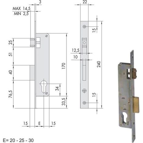 Cerradura para insertar montantes All 44670-25-0 Cisa