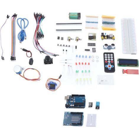 Kit de démarrage complet : plaque d'essai, module d'alimentation, LED, LCD, résistance, kit de composants électroniques (1/5)