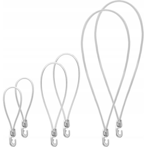 KADAX Lot de 6 tendeurs de bâche résistants aux intempéries en caoutchouc pour tentes, bâches, trampolines, caravanes (blanc/crochets/6 pièces) (1/5)