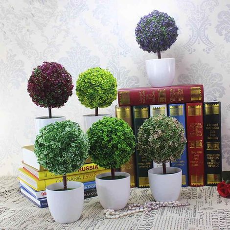 Künstliche Dekokugel im Topf, künstliche Buchsbaumpflanze, Bonsai-Imitation zur Innendekoration (1/4)