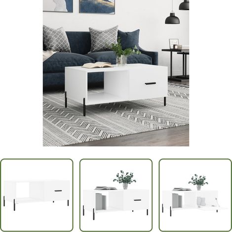 Wohnzimmerbeistelltisch - Couchtisch Weiß 90x50x40 cm Holzwerkstoff (1/5)