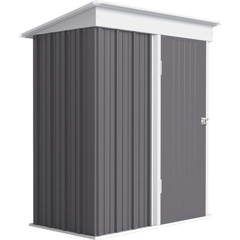 Abri de Jardin en Acier Ondulé Gris avec Étagères Réglables et Porte Fermable (1/5)