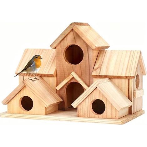 Grand nichoir suspendu - Nichoir en bois fabriqué à la main avec 6 entrées pour colibris (1/5)