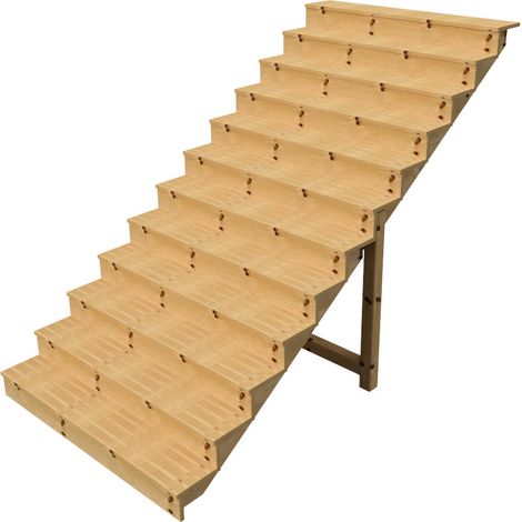 Außentreppe Holz Höhe 207cm 12 Stufen, Breite 160cm, MIT Setzstufen