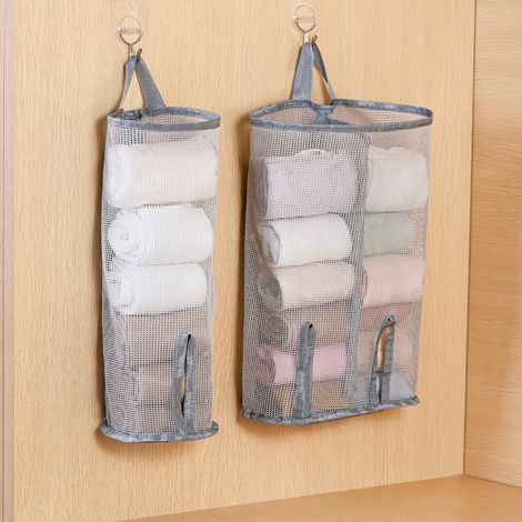 Einzelne oder doppelte Wandaufbewahrungstasche für Socken, Unterwäsche, Schlafzimmer, Kleiderschrank durchsichtiger Hängebeutel aus Netzgewebe (1/4)