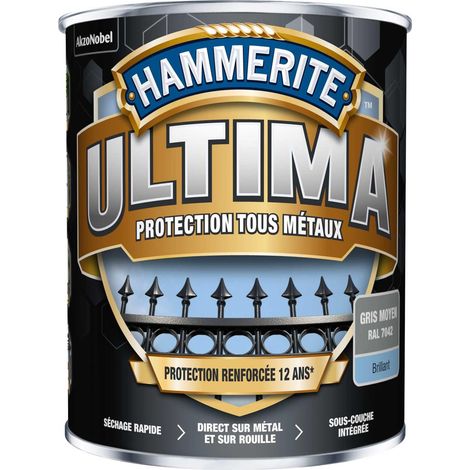 Peinture métal acrylique ULTIMA Brillant Gris Moyen 0,75L - Hammerite