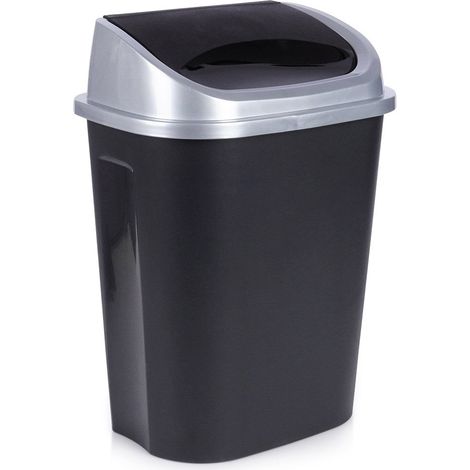 Papelera de pl谩stico, negra, 25 l (1/5)