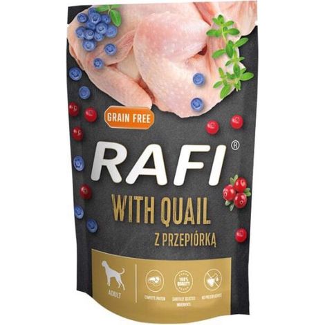 Alimento húmedo para perros Rafi con codorniz, arándanos azules y arándanos rojos 500 g