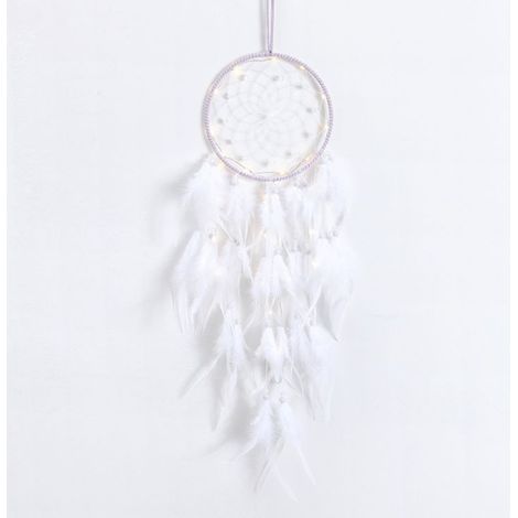 Attrape de Rêves LED,Faite Main Capteur de Rêves en Plumes Lumineux Dream Catcher pour Chambre Maison Décoration Tenture Murale Mobile Decoratif Filles Enfants Cadeau (1/5)