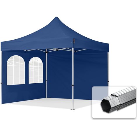 3x3m Pop Up Gazebo PROFESSIONAL Aluminium 40 mm, incl. Sidewalls with Windows, dark blue High Performance Polyester approx. 400g/m² (1/5)