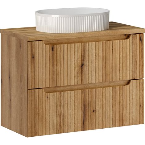 80 cm breiter Waschtischunterschrank mit 2 Schubladen, Riva Holz (1/5)