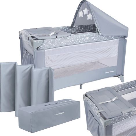 Lit de voyage, parc polyvalent, design compact, GRIS (1/5)