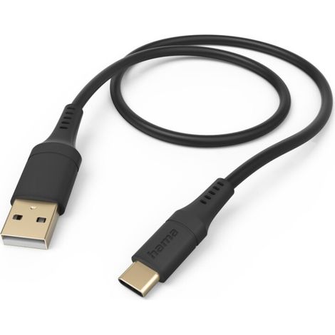 Hama Câble de charge USB USB 2.0 USB-A mâle, USB-C® mâle 1.5 m noir flexible 00201570