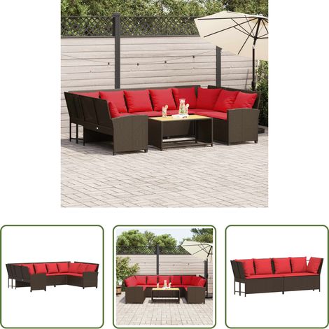 Rattan - Gartensofa mit Kissen Braun Poly Rattan (1/5)