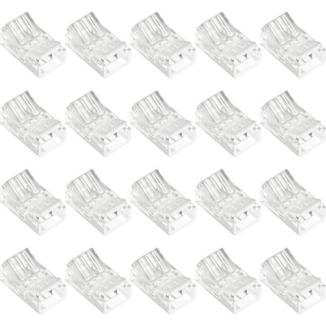 20 connettori LED a 2 pin da 8 mm, connettore per striscia LED COB da 8 mm, per strisce di cavi 3528/2835