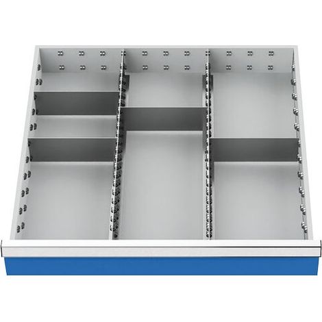 Schubladeneinteilung R 24-24 mit Metalleinteilung für Front 200 mm Maße in mm (BxT): 600 x 600 (1/4)