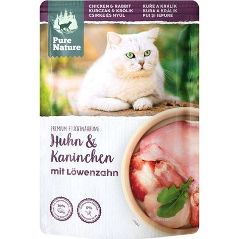 PURE NATURE CAT Nassfutter für Katzen 85-g-Beutel – Ausgewachsene Katzen Huhn mit Kaninchen 85 g