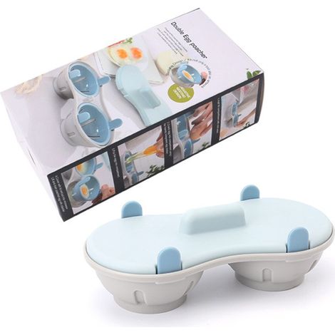Pocheuse à œufs double, cuiseur à œufs pochés en silicone, compatible micro-ondes (1/5)