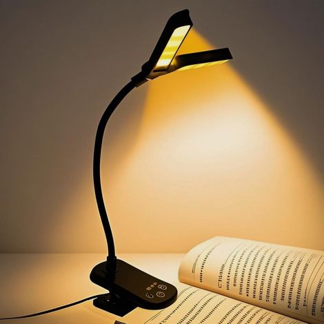 14 wiederaufladbare LED-Leseleuchten, 3 augenschonende Farbtemperaturen, leichtes Clip-Design (1/5)