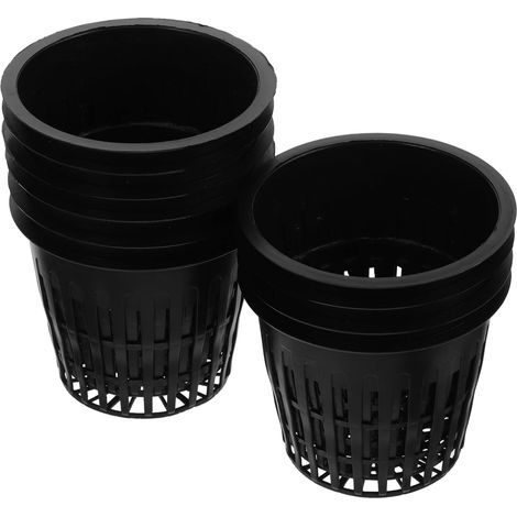 Pots hydroponiques, 10 pièces, paniers hydroponiques, 8 cm, pots en maille plastique, noirs, adaptés à la plantation de jardin hydroponique (1/5)