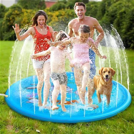 170 cm großer, runder Delfin-Pool mit Hunde- und Wasserspielen für Kinder im Freien, dicke, rutschfeste Wasserspritzmatte, aufblasbares Wasserspiel für Kinder, ideales Geschenk für die Feiertage (1/5)