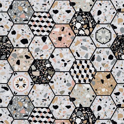 Tela decorativa para exteriores Oxford - motivo de baldosa hexagonal I DX293 (1/5)
