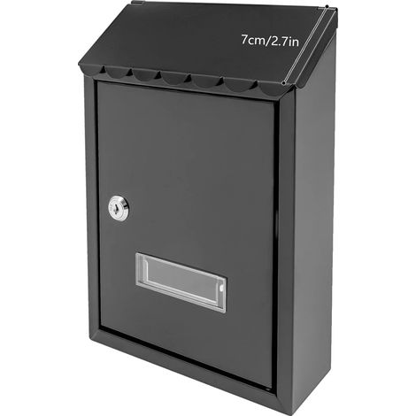 Buzón, diseño con cerradura, resistente al agua, color negro. (1/2)