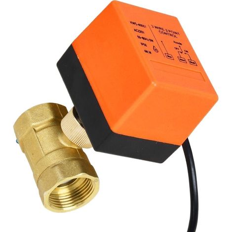 Robinet à bille motorisé QttvbTna, laiton, DN25, 2 voies, 3 fils, alimentation 220V CA, filetage interne 1 pouce