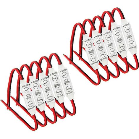 10 modules de commande câblés 12V avec fonction stroboscopique, compatibles avec les bandes/ampoules LED automobiles ou domestiques. (1/5)
