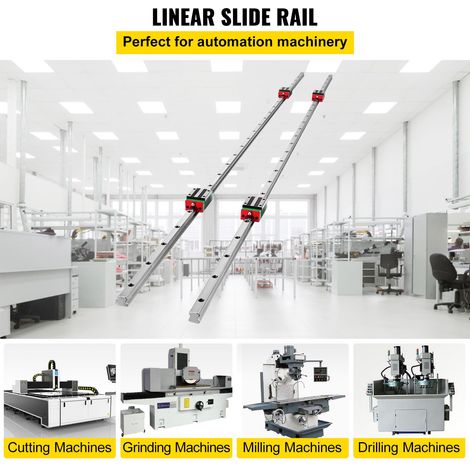 Lot 2 rails guidage linéaire 1500 mm + 4 chariots à galets pour rail carré 15 mm fraiseuse CNC (1/5)
