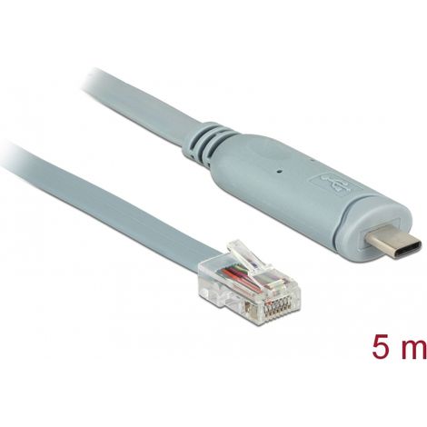 Delock Adaptador USB 2.0 Tipo-C macho  1 x Serial RS-232 RJ45 macho 5,0 mÂ gris
