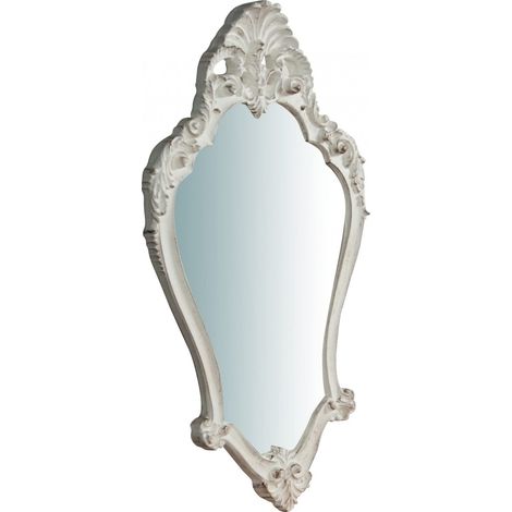Miroir Mural Shabby Chic 76x40 cm Miroirs décoratifs muraux Miroir d'entrée Blanc (1/5)