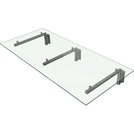 Canopé Auvent en Verre pour Porte d'Entrée 1800 mm x 800 mm / 180 x 80 cm  - Vitre de 8 mm d'Épaisseur Verre Autonettoyant [Kit de Fixations & Supports en Acier Inoxydable INCLUS] (1/5)