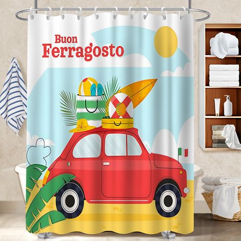 Kit rideau de douche en polyester 180x180 tendance protection douche pour votre chalet à la montagne (1/5)