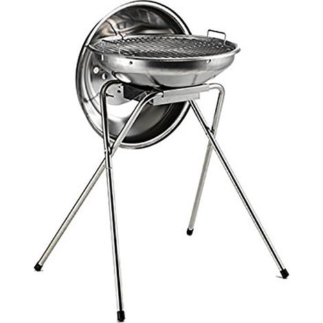 Barbecue a carbone in acciaio inox con coperchio e griglia cromata regolabile in 4 posizioni Made in Italy (1/2)