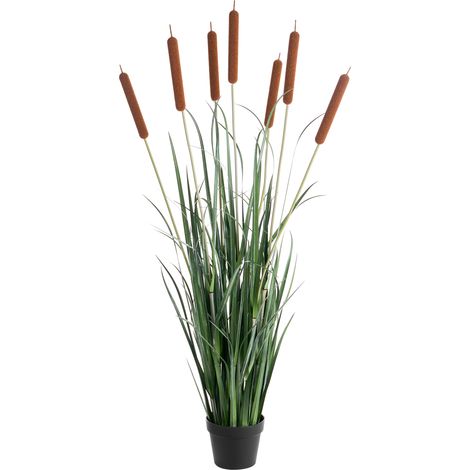 Planta artificial en maceta decoración moderna de plástico para interiores hecha a mano 135 cm verde Bulrush (1/5)