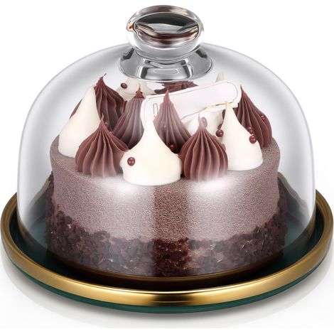1 set de support à gâteau, cloche en verre, cloche à fromage, assiette en céramique, cloche à gâteau, couvercle pour aliments (1/5)
