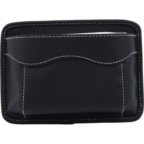 Organiseur Latéral pour Siège de Voiture, Mini Organiseur en Cuir, Pochette Latérale de Rangement pour Auto, pour Organiser Documents, Dossiers, Téléphone, Clés, Monnaie (Noir)
