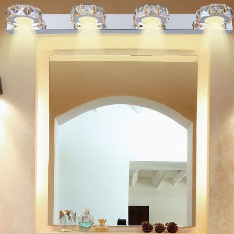 Applique murale moderne à 4 LED blanc chaud avec miroir en cristal pour salle de bain (1/5)