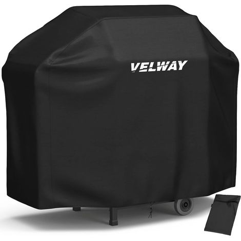 Velway Housse BBQ Protection 147x61x117cm - Imperméable Résistant Chaleur & UV - Noir