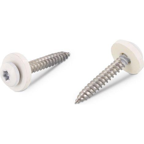 Vis tôle Tête cylindrique TC TORX T15 + Rondelle Nylon 3.9X25 Inox A2 Blanc-1 pièce