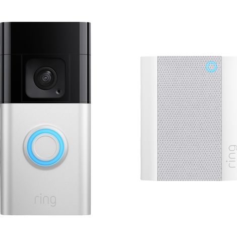 ring B0BFJNL42P IP-Video-Türsprechanlage Video Doorbell + Chime (2nd Gen) WLAN Nickel (matt), Schw (1/5)