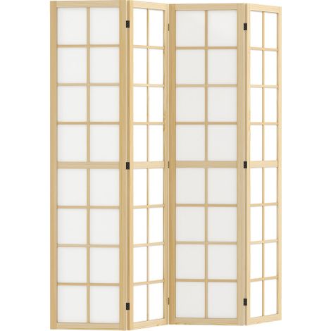 Paravento pieghevole a 4 pannelli, 160 × 170 cm, divisore d’ambiente interno, oscurante e discreto, schermo divisorio per salotto o camera da letto, stile naturale ed elegante