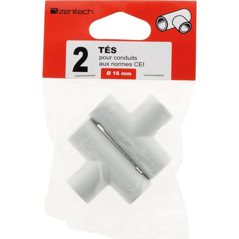 2 tés pour conduits Ø 16mm - gris (1/5)