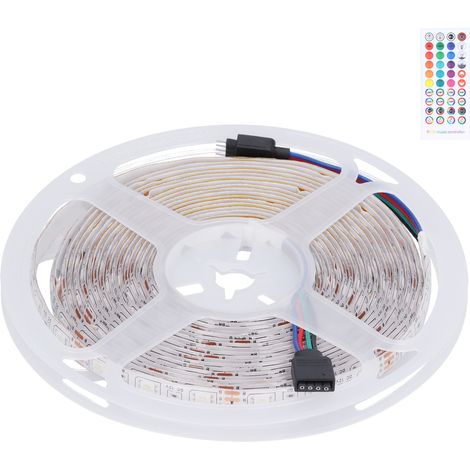Bandeau LED RGB 5m étanche lumière couleur mode musique commande APP mobile ruban lumineux avec câble alimentation voiture 12V (1/5)
